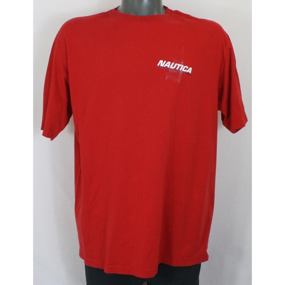 Vintage Nautica Sailing T Shirt Mens XL Red Double Sided Sailboat NS-83 Y2K - Picture 2 of 5